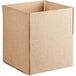 A Lavex Kraft cardboard shipping box with a cut out top.