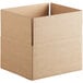 A brown cardboard box with a cut out top.