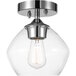 A Globe semi-flush mount light fixture with clear glass shade and polished chrome accents.