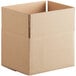 A close-up of a Lavex cardboard shipping box with a cut out top.