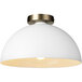 A Globe semi-flush mount ceiling light with a white and gold finish.