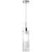 A Globe Classic polished chrome pendant light with clear glass tube.