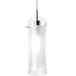 A Globe Classic polished chrome pendant light with clear glass tube.