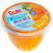 A plastic container of Dole mandarin oranges in juice with a lid.