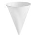 A white cone shaped paper cup.