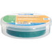 A roll of Shurtape green electrical tape in a plastic container.
