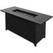 A black rectangular stainless steel LP gas fire pit with a rectangular black top.