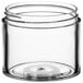 A clear plastic jar with a lid.