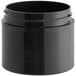 A close up of a black 2 oz. plastic jar with a lid.