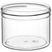 An 8 oz. clear plastic jar with a lid.