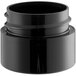 A black plastic container with a round cap.