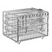 A Henny Penny stainless steel cage with three metal baskets inside.