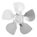 A silver fan blade with a circular shape.