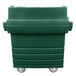 A green plastic bin on wheels.