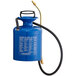 A blue Chapin canister with a hose attached.