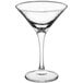 An Acopa Select clear martini glass with a stem.