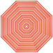 A California Umbrella Dolce Mango Sunbrella replacement canopy with orange and pink stripes.
