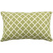 An Astella Lavalier Palm and Pesto throw pillow with a green and white geometric pattern.