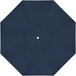 A close-up of a blue California Umbrella canopy with a white center.