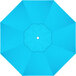 A blue umbrella with a white circle in the center.