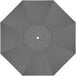 A top view of a grey California Umbrella canopy with a hole in the center.