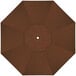 A top view of a brown California Umbrella with a white circle in the center.