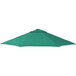 A close-up of a green California Umbrella replacement canopy with a white background.