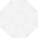 A white umbrella with a circle in the middle.