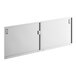 A white rectangular board with two metal hinges and sliding doors on it.