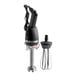 A black and silver Galaxy light-duty immersion blender with a whisk attachment.