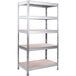 An AR Shelving galvanized boltless shelving unit with fiberboard shelves.