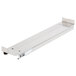 A Metro undershelf slide for a stainless steel shelf.