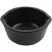 A black GET faux cast iron ramekin on a white surface.