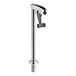 A silver metal Regency glass filler with a black handle.