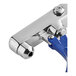 A Waterloo Wall Mounted Push Back Glass Filler with a blue and silver plated hose clamp.