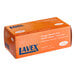 A box of Lavex Pro orange nitrile gloves with diamond-textured patterns on the gloves.