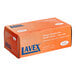 A box of 1000 extra large Lavex Pro orange nitrile gloves with diamond texture on a counter.