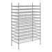 A Regency chrome wire wine rack with shelves.