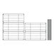A black wire wine rack with rectangular grids.