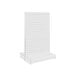A white double-sided slatwall gondola display.