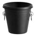 A black stainless steel bucket with silver handles.