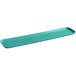 A long rectangular teal Cambro market tray.