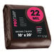 A brown ProTarp roll with black labels for 22 mil tarps.