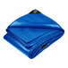 A folded blue ProTarp with black reinforced edges.