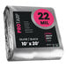 A rolled up ProTarp 10' x 20' silver and black heavy-duty weatherproof tarp.