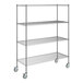 A Steelton wire shelving unit with wheels.