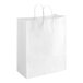 A white paper bag with white handles.