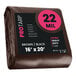 A brown ProTarp industrial tarp with black text.