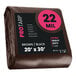 A brown ProTarp with black text reading "Extreme Heavy-Duty Weatherproof 22 Mil"
