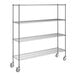 A Steelton metal wire shelving unit with wheels.